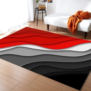 Tappeto Rettangolare Antiscivolo Rosso Sfumato 2x3 ft, Geometria Astratta... - Foto 1 di 8