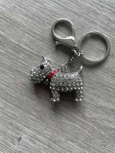 NEU Damen Scottie Westie Hund Diamanten Schlüsselanhänger Tasche Handtasche Anhänger Silber - Bild 1 von 4