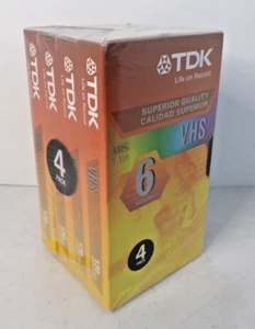 TDK 6 Stunden leere VHS-Kassetten T-120 4er-Pack neu fabrikversiegelt - Bild 1 von 9