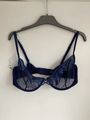 Sujetador de lujo La Perla 36 D encaje sin aros azul transparente nuevo con etiquetas precio de venta sugerido por el fabricante 161 GBP Foto 1 de 4