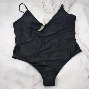 J Crew Swim 22 3X Black One Piece Scoop Neck Spaghetti Bikini Coverage V Neck  - Picture 1 of 10