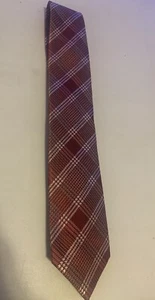 Cravatta Tom Ford Red Repp Overcheck 3,75" in lino seta pesante $250 nuova senza etichette - Foto 1 di 3