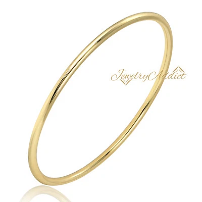 BRAZALETE DE GOLF 9K ORO AMARILLO RELLENO 3MM X 75MM SÓLIDO CLÁSICO LISO PILA REDONDA NUEVO Foto 1 de 3