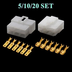 6 Pin/Way 6.3mm Electrical Multi Connector Plug Kit For Car Motorcycle Scooter - Picture 1 of 4