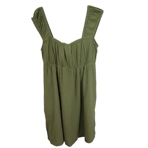 Vecchio abito blu navy manica corta ritagliato fiocco mini babydoll swing verde nuovo con etichette grande boho - Foto 1 di 10