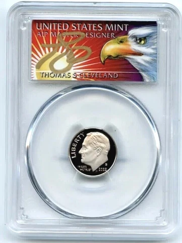 2022 S 10C Clad Roosevelt Dime PCGS PR70DCAM FDOI Thomas Cleveland Eagle Signed Cover