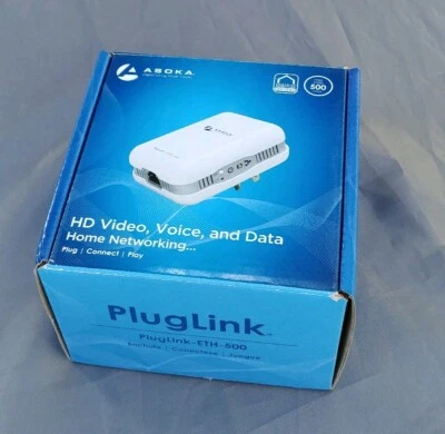 (1 PC) Asoka PL9671-A2 PlugLink-ETH-500 Mbps HomePlug Powerline Ethernet Adapter - Image 1 of 3