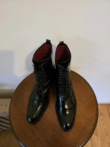 Schnürstiefeletten aus echtem Lackleder, Gr. 41 - Bild 1 von 8