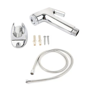 Chrome Shower Head Hose Bidet Douche Spray Tap Bathroom Toilet Hygienic - Picture 1 of 9