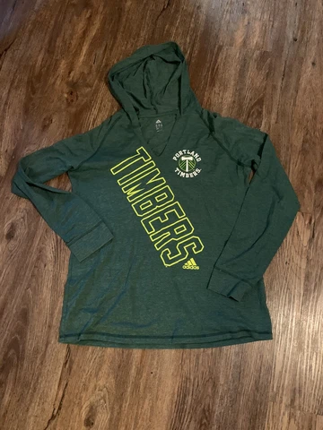 Women's Adidas MLS PORTLAND TIMBERS Hooded Long Sleeve Shirt Sz XL Soccer Cover