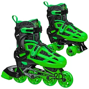 KIDS ROLLER BLADES Inline Skates Black/Green - Picture 1 of 9