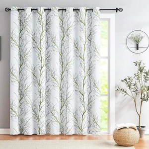 Full Blackout Sliding Glass Door Curtain 8ft Tree Branch Print Patio Door Cur... - Picture 1 of 9