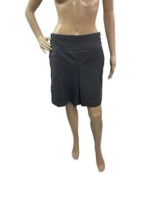 J Crew Women’s Size 8 Side Buttons Solid Gray Pleated Front  Wool Skirt - Image 1 of 4