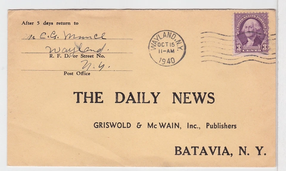 TurtlesTradingPost- New York - Wayland, NY 1940- Machine Cancel - Image 1 of 1