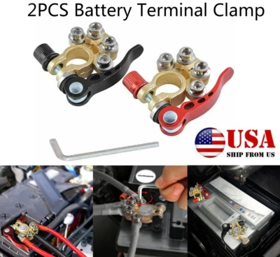 2x Quick Disconnect Cables Connectors Car Battery Post Clamp Terminal Connection - Image 1 of 4