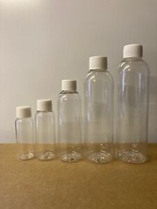 30ml 50ml 100ml 200m 250ml Empty Plastic Bottles Travel Caps for Hand Gels UK
