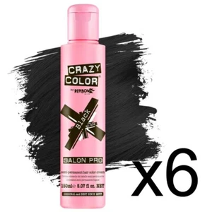 SALON CRAZY COLOR SEMI PERMANENT HAIR DYE COLOR 5.07 OZ #030 BLACK 6 PACK - Picture 1 of 1