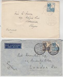 DUTCH EAST INDIES 1930/36 covers *SEMARANG-GLASGOW* & *TANDJONG-LONDON* (air)