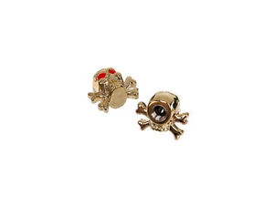 Set: 2x Ventilkappe Totenkopf mit Knochen, Gold - Bild 1 von 1