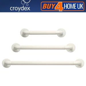 Croydex White Easy Grip Grab Handle Bar Rail 12" 18" 24" Mobility Aid - Picture 1 of 7