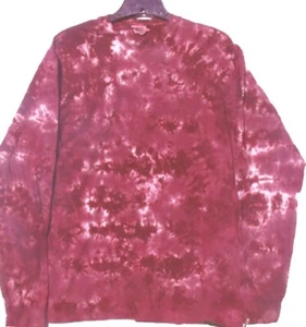 Hand-dyed TIE DYE T-SHIRT PINK & BERRY Crackle SIZE MEDIUM Long Sleeve FREE SHIP - Picture 1 of 1