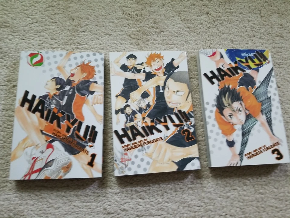 Haikyu!! 1, 2, 3 Manga English Volleyball Sports Shonen Jump Viz - Y527 - Image 1 of 4