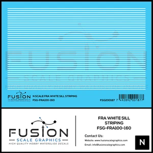 N Scale FRA White Safety Sill Striping Decal Set - Picture 1 of 1