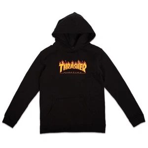 THRASHER FLAME YOUTH HOOD FLEECE NEW BLACK HD FLC - Picture 1 of 1