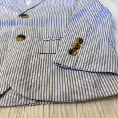 Blazer Janie and Jack stile Seersucker cotone poliestere blu bianco ragazzo 3T - Immagine 1 di 4