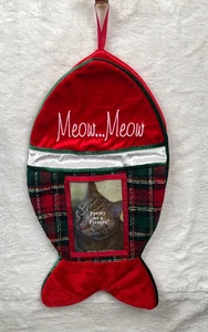 "De colección Dan Dee Gato Gatito Navidad Medias Maullido Maullido Pez Forma Sostiene 4""x6"" Foto" - Imagen 1 de 6