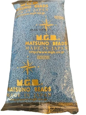 Matsuno Beads Genuine Glass Beads 500g Bag size 11 Blue With Clear Insides - Image 1 of 2