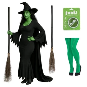 LADIES HALLOWEEN WITCH COSTUME ADULT FANCY DRESS GOTHIC WICKED WITCH HAT - Picture 1 of 5
