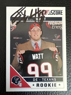 J.J. Watt Signed 2011 Score #340 RC Card Houston Texans Auto AU Autograph Den - Image 1 of 2