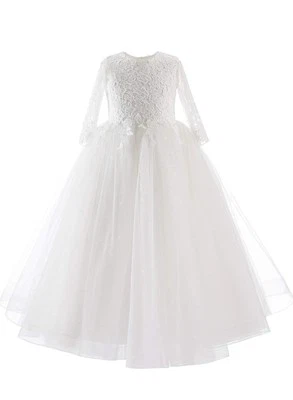 Size 4-5Y. Flower Girl Dress, Lace Top, Tulle Skirt, Birthday, Wedding - Image 1 of 4