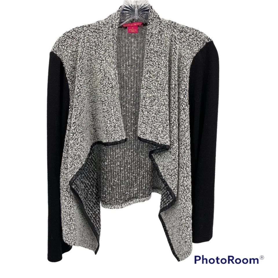 Кардиган Sunny Leigh свитер с открытой передней частью вересковый серый шерстяная смесь букл США размер M - Изображение 1 из 4