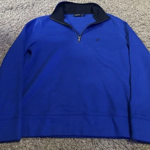 Nautica 1/4 Zip Fleecepullover Herren Small Blau Oversized Langarm - Bild 1 von 5