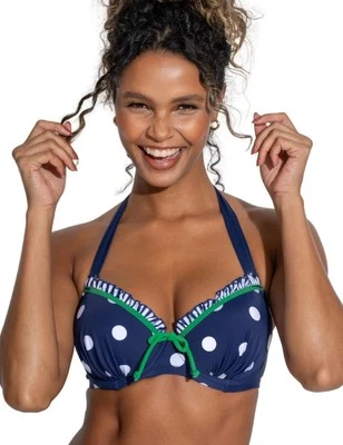 Pour Moi Beach House Bikini Top Halterneck Style Pretty Womens Swimwear 28200 - Image 1 of 4