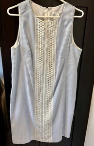 London Times Women's Sleeveless Dress Seersucker Blue 14 - Picture 1 of 3