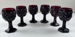 Vintage Avon 1876 Cape Cod Collection Ruby Red Footed Cordial Wine Goblet 4.5" - Foto 1 di 10
