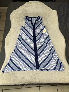 New Tommy Bahama Womens Blue Gown Striped Size Medium NWT - Picture 1 of 6