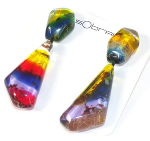 Sobral Sobralita Itaqui Inclusion Beads Statement Artist Made Post Earrings - Picture 1 of 7