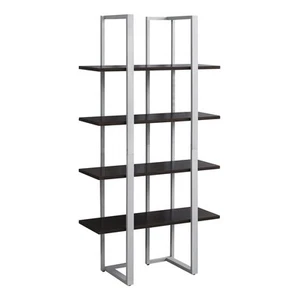 Bookcase-60 H Silver Metal, Cappuccino - Picture 1 of 4