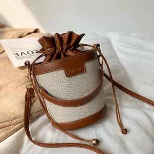 Mujeres Bolsos de Hombro Cilindro Cuero PU Cubo Bandolera Bolso Informal Cordón... - Imagen 1 de 8