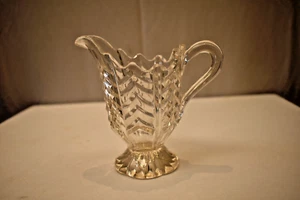 Antique Cut Glass Creamer Jug Vintage Decorative Pitcher with Chip at Spout - Picture 1 of 11