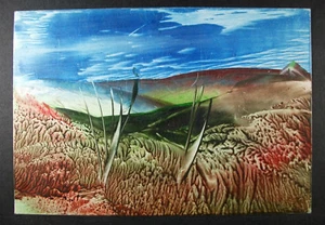 Postkarte handgemalte Landschaft; signiert N Davies; datiert 2013 - Bild 1 von 2