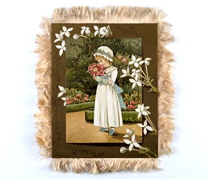 Antique Raphael Tuck Christmas New Year Greeting Card Fringe Double Sided - Picture 1 of 4