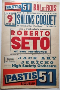 affiche ancienne - Salons Coquet - Roberto SETO - 9 janvier 1965 - Pastis 51 - Picture 1 of 1