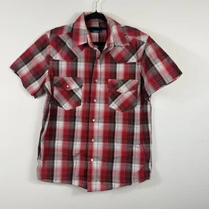 Thomas Cook men's shirt snap button western checked short sleeved cotton Size M - Picture 1 of 10