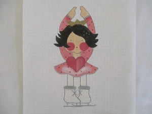 MHP 2521 Girl on Ice Skates Hand Painted Needlework Canvas - Picture 1 of 6