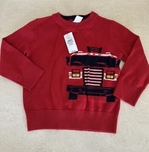NEU Baby Gap roter Feuerwehrauto 100 % Baumwolle Pullover neu mit Etikett 18-24M Einzelhandel $ 34,95 - Bild 1 von 8
